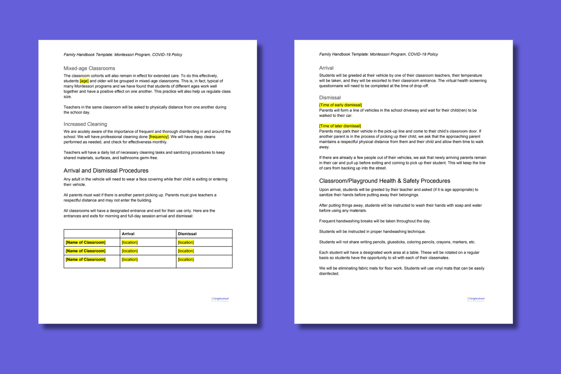 A sample image of free staff handbook template childcare providers can download.