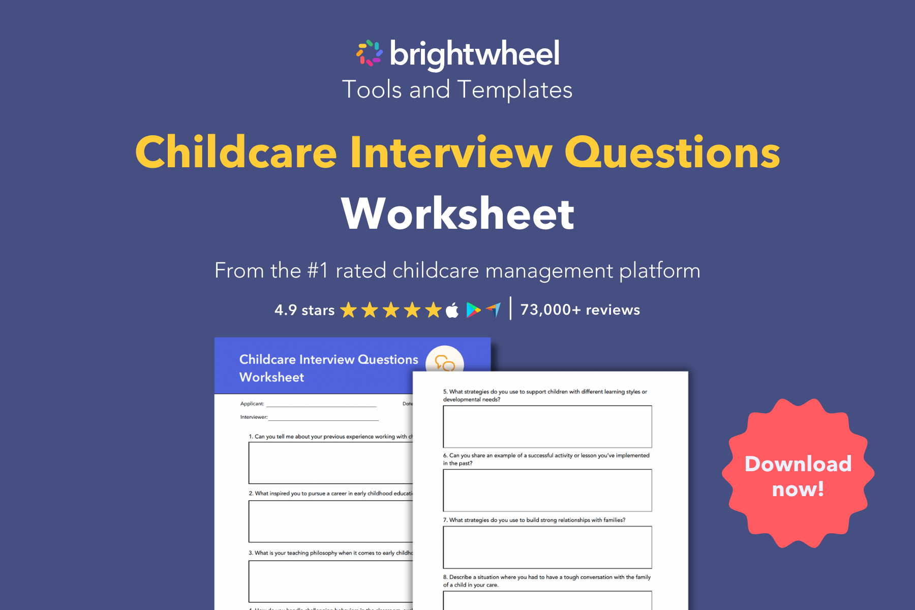Childcare Interview Questions Worksheet - brightwheel