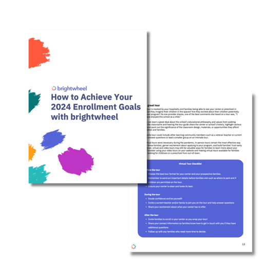 Cover of eBook: How to Achieve Your 2024 Enrollment Goals with brightwheel