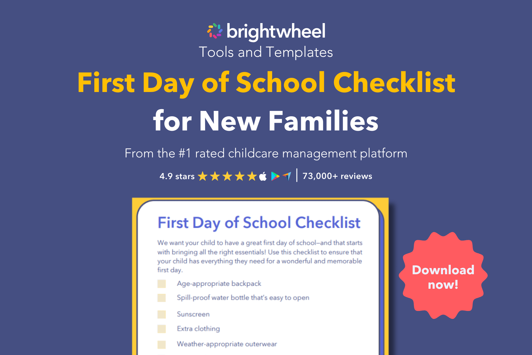 First Day of School Checklist - brightwheel