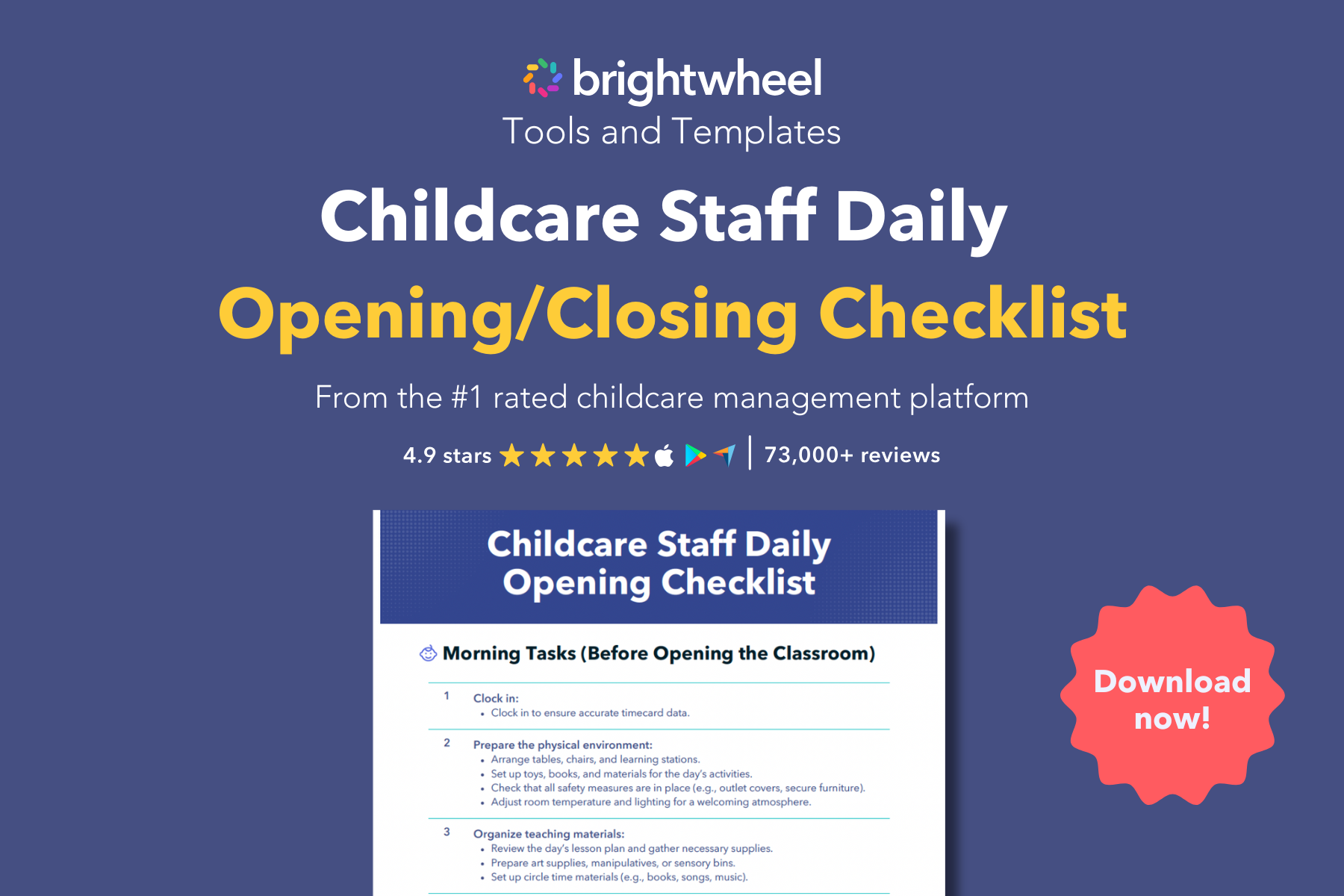 Childcare Staff Daily Opening Closing Checklist - brightwheel