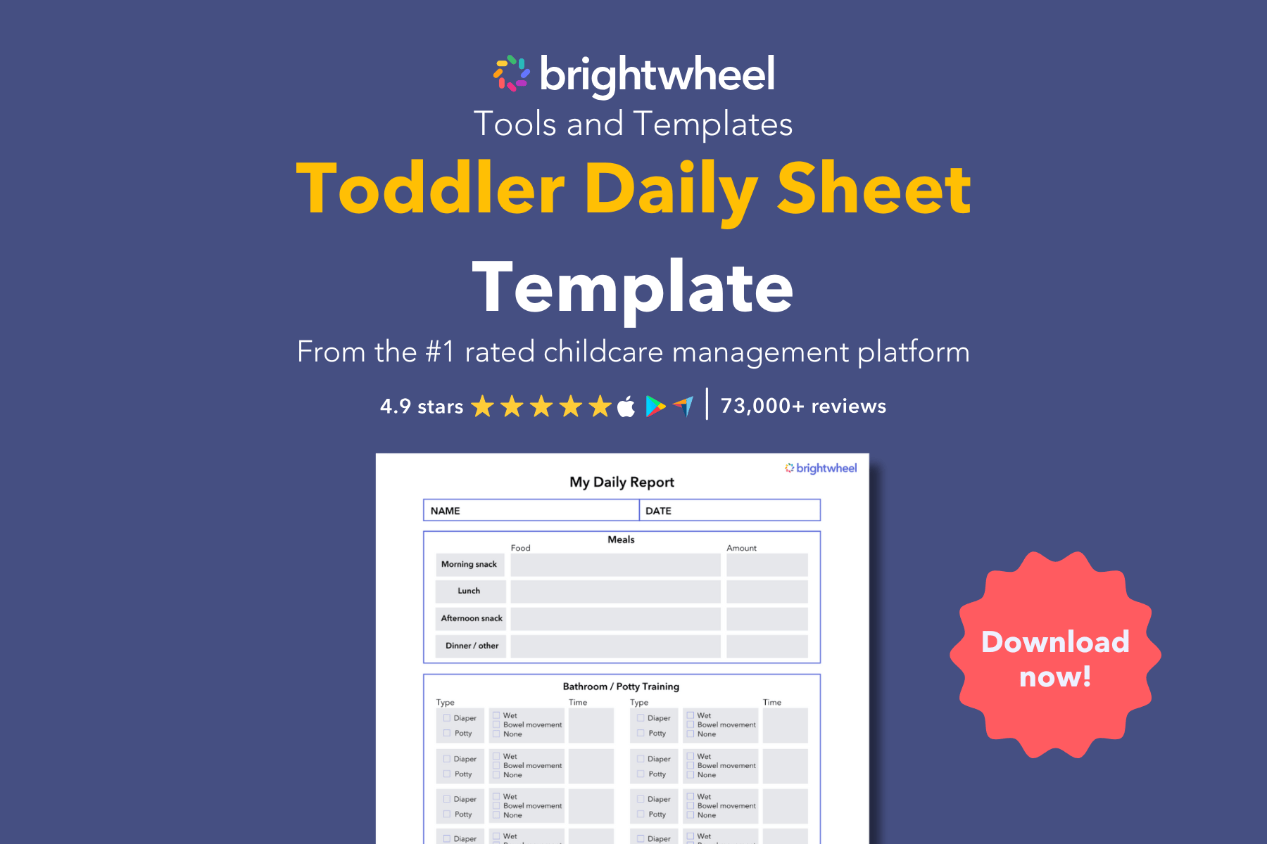 Toddler Daily Sheet Template - brightwheel